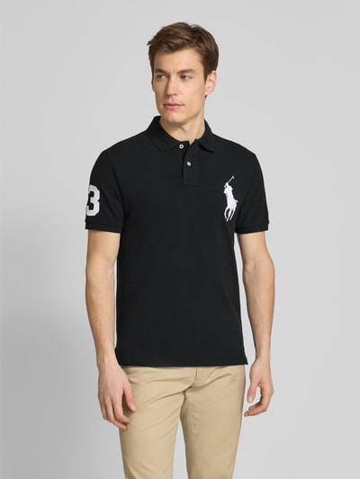 Polo Ralph Lauren Custom Slim Fit Poloshirt mit Logo-Stitching BLACK 4