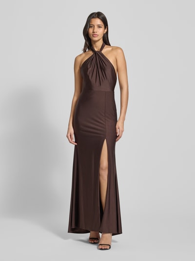 Laona Slim fit avondjurk met rugdecolleté Chocoladebruin - 4