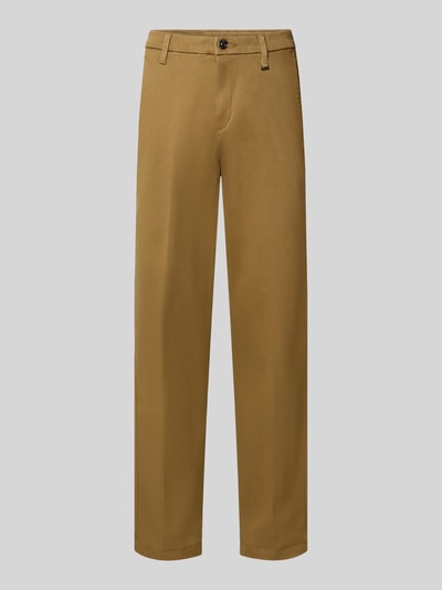 Produktfoto, beige Regular Fit Chino aus Lyocell-Mix von MAC mit geradem Bein, glatter Struktur, Damen Chino von MAC.