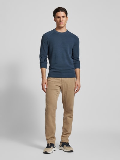 Marc O'Polo Regular Fit Strickpullover mit Ripp-Optik Rauchblau 1