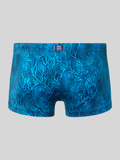 Produktfoto, Badehose im Allover-Look Modell 'Panarea' von HOM für Herren mit Körpernahe Passform aus Material-Mix mit Stretch-Anteil in Blau.