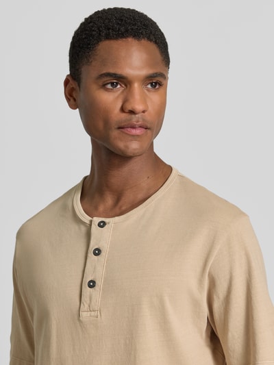 JACK & JONES Premium T-Shirt mit Rundhalsausschnitt und Knopfleiste Beige 3