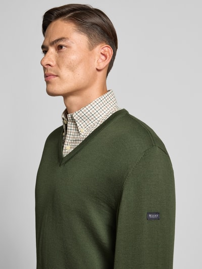 MAERZ Muenchen Gebreide pullover van merinowol Olijfgroen - 3
