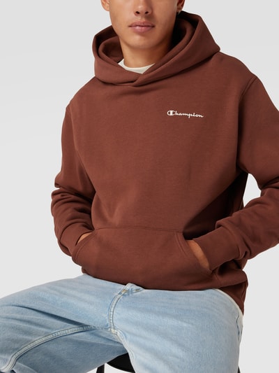 CHAMPION Hoodie mit Label-Print Modell 'Hooded' Mittelbraun 3