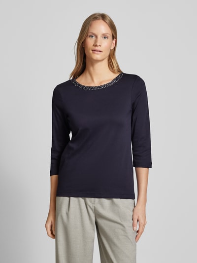 Christian Berg Woman Regular Fit  Longsleeve mit 3/4-Ärmel und Strasssteinbesatz Dunkelblau 4