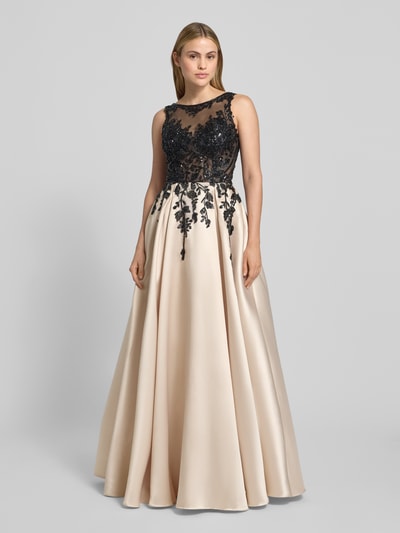 Luxuar Abendkleid mit Perlen- und Paillettenbesatz Gold 4