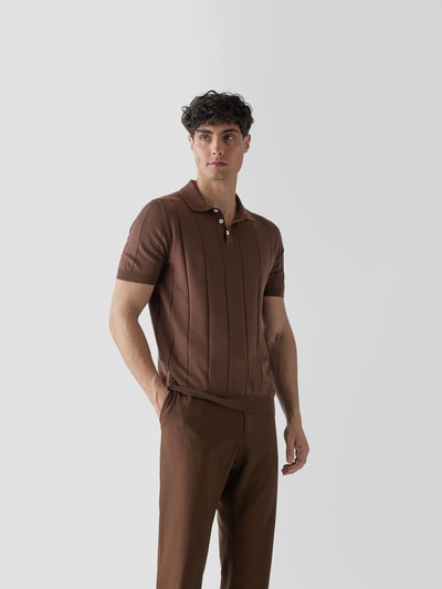 Lardini Poloshirt in Ripp-Optik Haselnuss Braun 4
