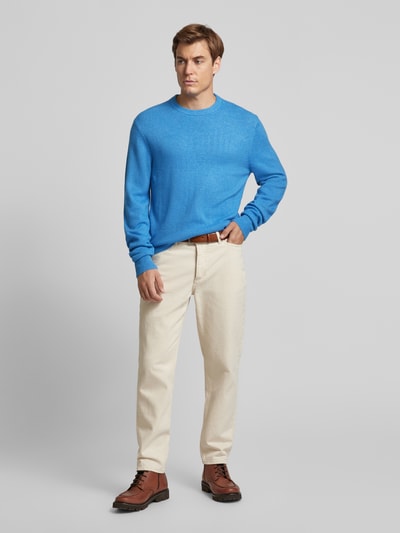 Scotch & Soda Sweter z dzianiny o kroju regular fit z okrągłym dekoltem Królewski niebieski 1