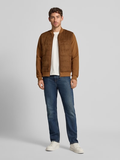 HECHTER PARIS Sweatjacke mit Zweiwege-Reißverschluss Hellbraun 1