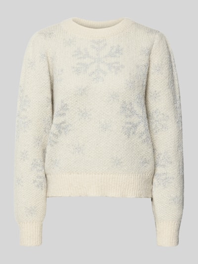 Vero Moda Regular Fit Weihnachtspullover mit Allover-Muster Modell 'NEWSNOWFROST' Ecru 2