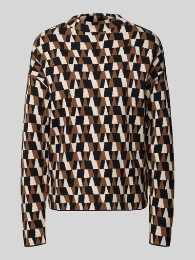 Christian Berg Woman Oversized Strickpullover mit geripptem Stehkragen Cognac 2