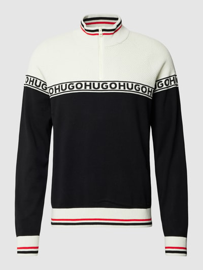 HUGO Strickpullover im Colour-Blocking-Design Modell 'Saikol' Offwhite 2