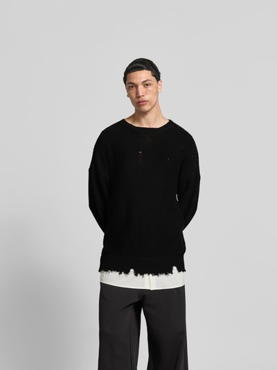 MM6 Maison Margiela Relaxed Fit Pullover im Used-Look Black 4