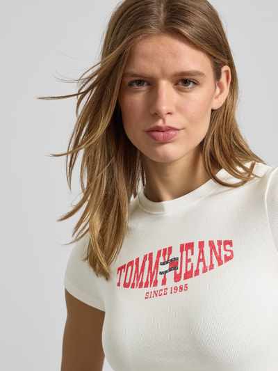 Tommy Jeans Slim Fit T-Shirt aus Baumwoll-Mix Weiss 3