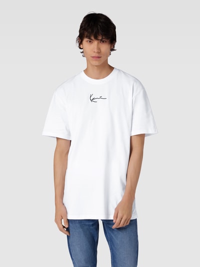 KARL KANI T-shirt o kroju oversized z wyhaftowanym logo Biały 4