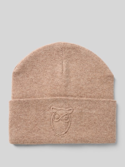 Knowledge Cotton Apparel Beanie mit Label-Detail Sand Melange 1