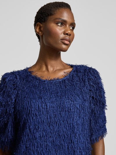 FREE/QUENT Knielanges Strickkleid aus Effektgarn Modell 'MARLIN' Blau 3