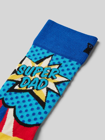 Happy Socks Socken mit Motiv-Stitching Modell 'Super Dad' Blau 2