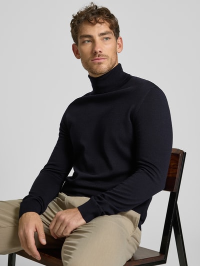 JOOP! Collection Sweter z wywijanym kołnierzem z wełny merino model ‘Donte’ Granatowy 3