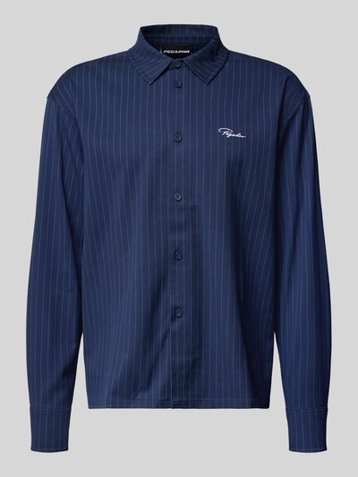 Pegador Oversized vrijetijdsoverhemd met labelstitching, model 'Pikal' Marineblauw - 2