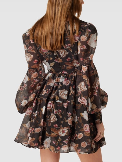 Bardot Mini-jurk met bloemenmotief, model 'REIGN' Zwart - 5