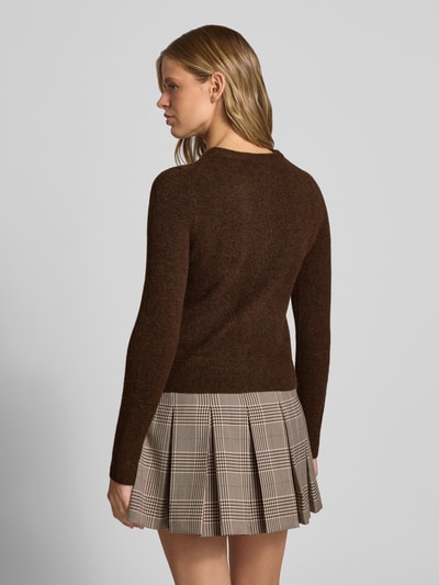 Topshop kardigan rozpinany o kroju slim fit z dodatkiem wełny model 'Sia' Czekoladowy 5