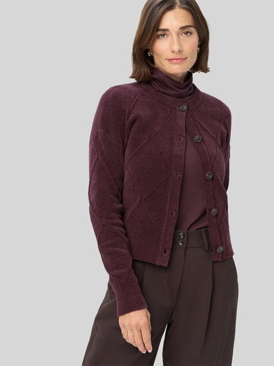 Brax Regular Fit Strickjacke aus Baumwoll-Mix Bordeaux 4