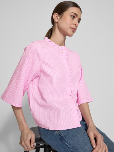 ICHI Regular fit blouse met ruches, model 'RUBY' Felroze - 3