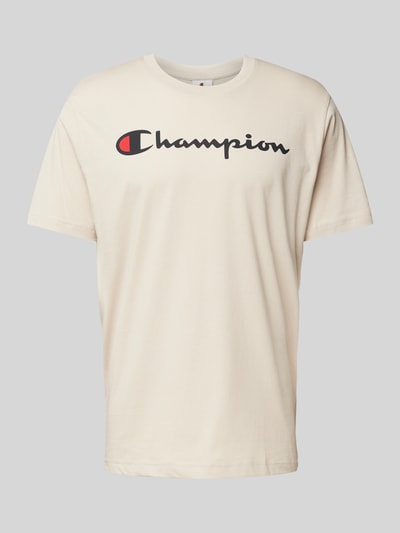 CHAMPION T-shirt z nadrukiem z logo Beżowy 2