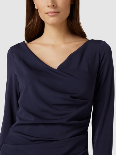 Vera Mont Cocktailjurk met watervalhals Donkerblauw - 3