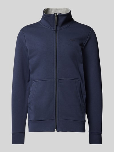 Tom Tailor Regular Fit Sweatjacke mit Stehkragen und gummiertem Logo-Print Marine 1