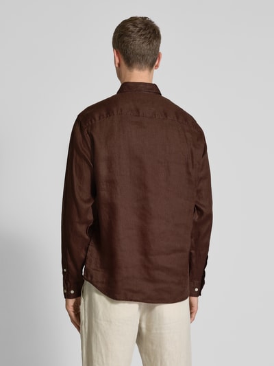 SELECTED HOMME Loose Fit Freizeithemd aus reinem Leinen Modell 'REGKYLIAN' Dunkelbraun 5