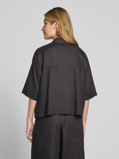 Drykorn Relaxed Fit Leinenbluse mit überschnittenen Schultern Black 5
