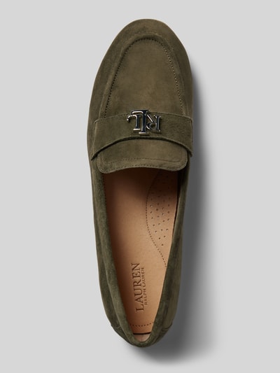 Lauren Ralph Lauren Leren loafers met labelapplicatie, model 'AVERI III' Kaki - 3