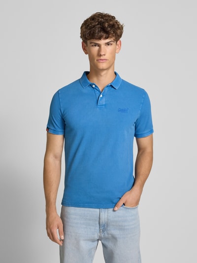Superdry Regular fit poloshirt met labelstitching Koningsblauw - 4