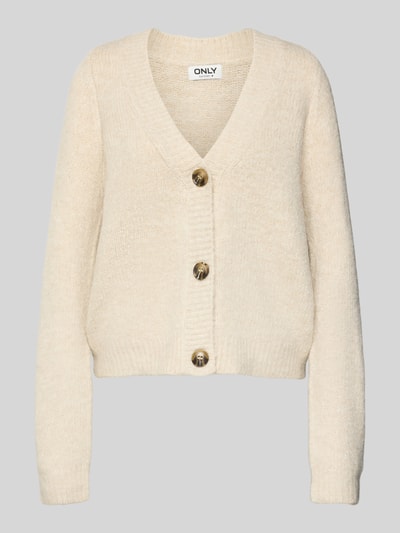 Only Loose Fit Strickjacke mit V-Ausschnitt Modell 'ZOEY' Ecru Melange 2