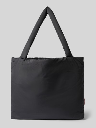 Produktfoto, czarna Handtasche mit Logo-Detail Modell 'Mom' von STUDIO NOOS, matowa faktura, prostokątny kształt, szerokość w rozmiarze 1: 56 cm, długość: 45 cm, głębokość: 9 cm, długość paska na ramię: 72 cm