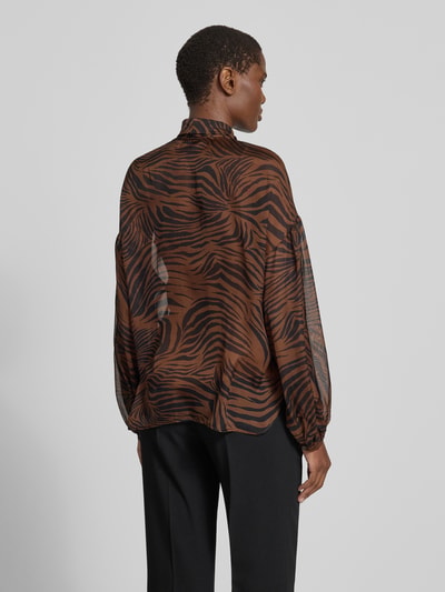 Max Mara Studio Relaxed Fit Seidenbluse mit Schluppe Modell 'BALLATA' Mittelbraun 5