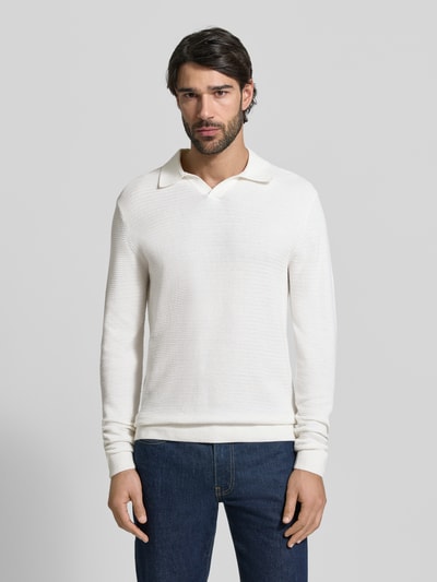 JACK & JONES Premium Regular Fit Poloshirt in Strick-Optik Modell 'Riley' Weiss 4