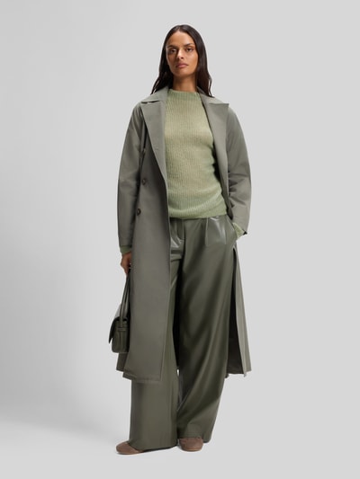 BOSS relaxed fit pullover van wolmix met opstaande kraag Lindegroen - 1