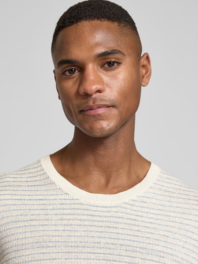 Manuel Ritz Regular Fit Strickshirt aus Leinen-Mix mit Baumwoll-Anteil Offwhite 3