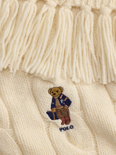 Polo Ralph Lauren Szal z mieszanki wełny z motywem polo bear Złamany biały 2