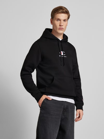 CHAMPION Hoodie mit Label-Stitching Black 4