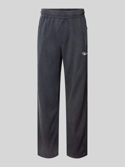 Pegador Wide fit sweatpants met logostitching, model 'Rib' Zwart - 2