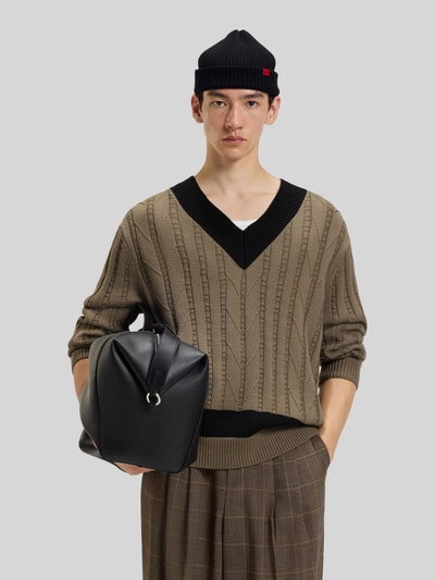 HUGO Beanie aus Schurwoll-Mix Modell 'XUSH' Black 1