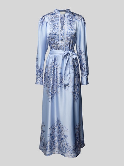 Neo Noir Maxikleid mit Bindegürtel Hellblau 2