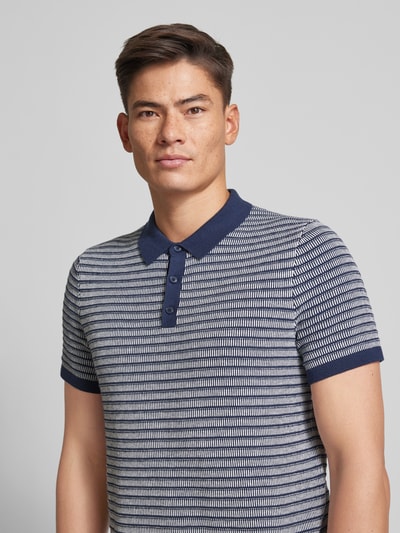 Michael Kors Regular fit poloshirt met structuurmotief, model 'TUCK STRIPE' Marineblauw - 3