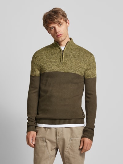 Blend Gebreide pullover met opstaande kraag Olijfgroen gemêleerd - 4