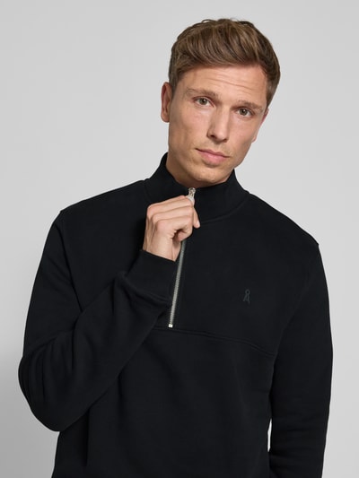 Armedangels Regular Fit Troyer aus reiner Baumwolle 'WAARLO FLEECE' Black 3