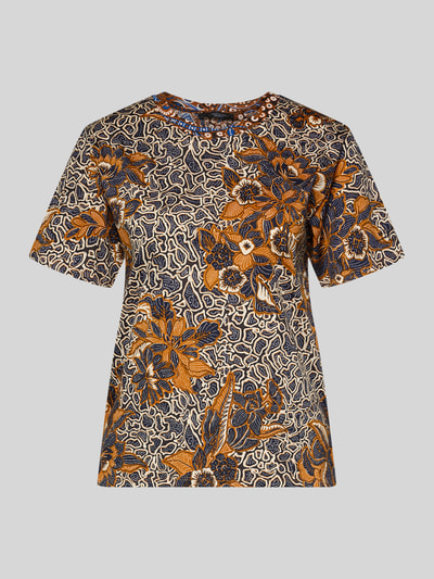 Produktfoto, Regular Fit T-Shirt aus reiner Baumwolle Modell 'BUSSOLA' von Weekend Max Mara, Optik:Allover-Muster, feine Webstruktur, Kurzarm, Rundhals, mehrfarbig